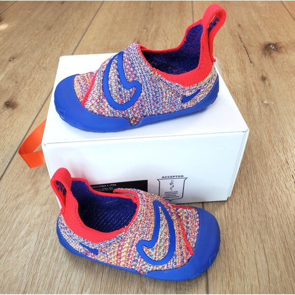 Nike Swoosh 1 Flyknit Baby TD Toddler Size 7C Blue Red FB3244-100 NEW Booties - Picture 1 of 12